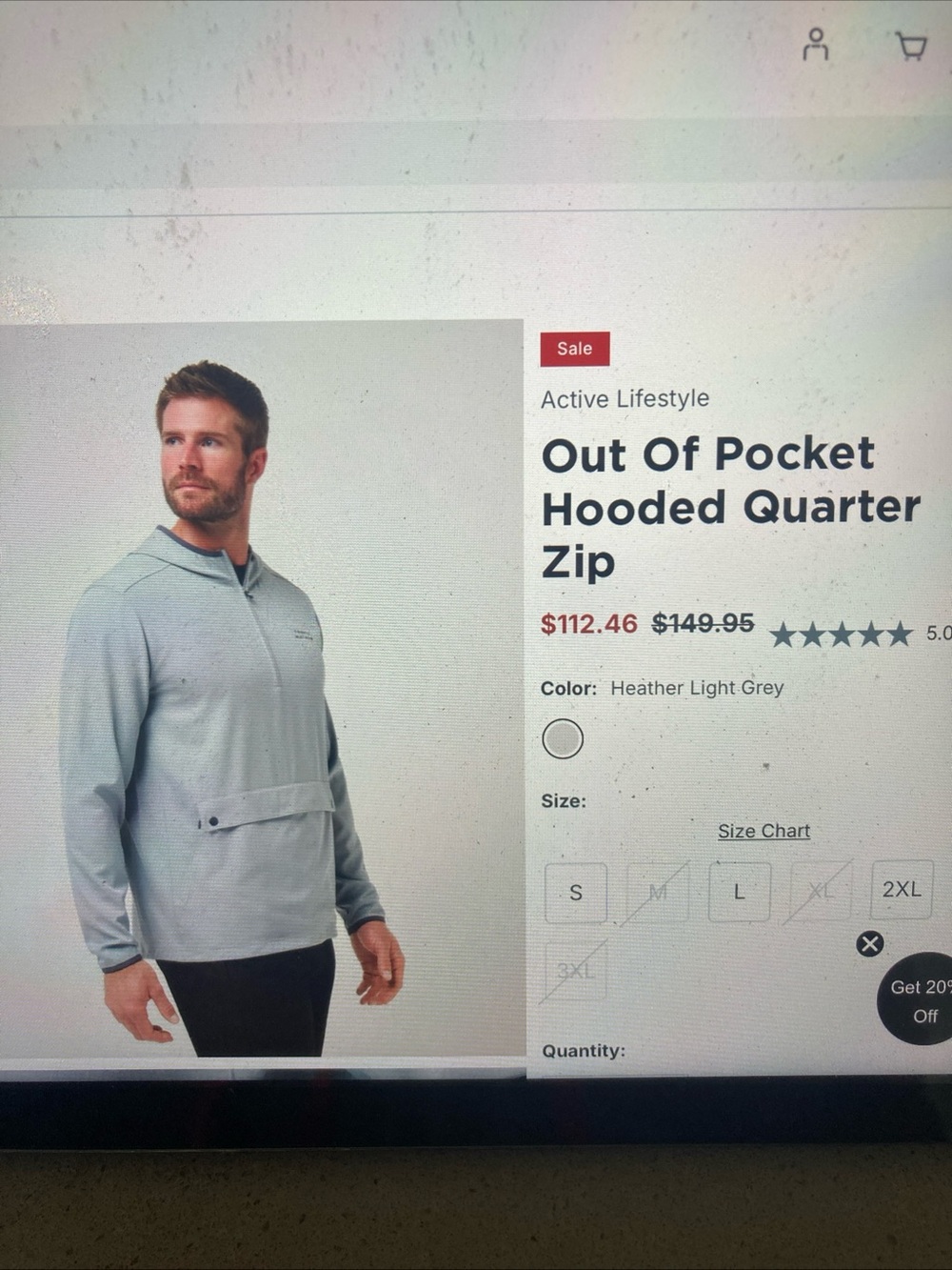 Travis Mathew Out Of Pocket Hooded Quarter Zip - Heather Light Grey